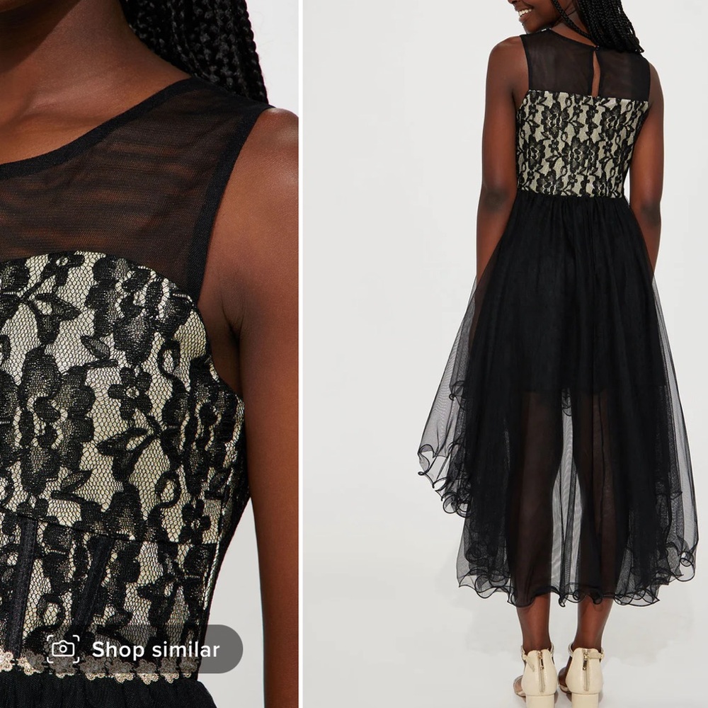NWT girls gold and black lace dress